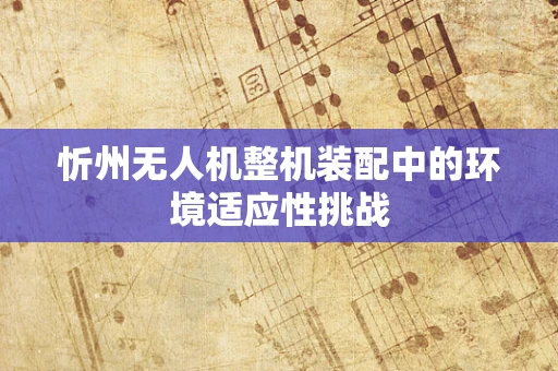 忻州无人机整机装配中的环境适应性挑战