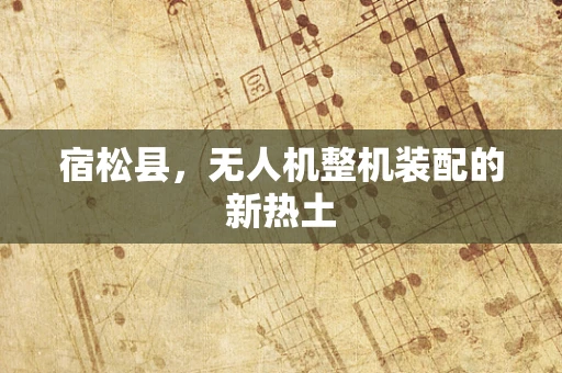宿松县，无人机整机装配的新热土