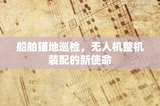 船舶锚地巡检，无人机整机装配的新使命