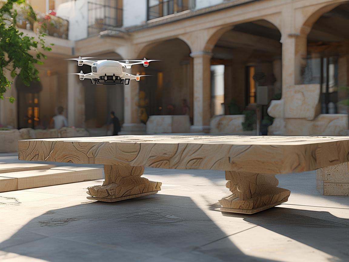 无人机助力庭院石桌装配新体验 无人机助力庭院石桌装配新体验