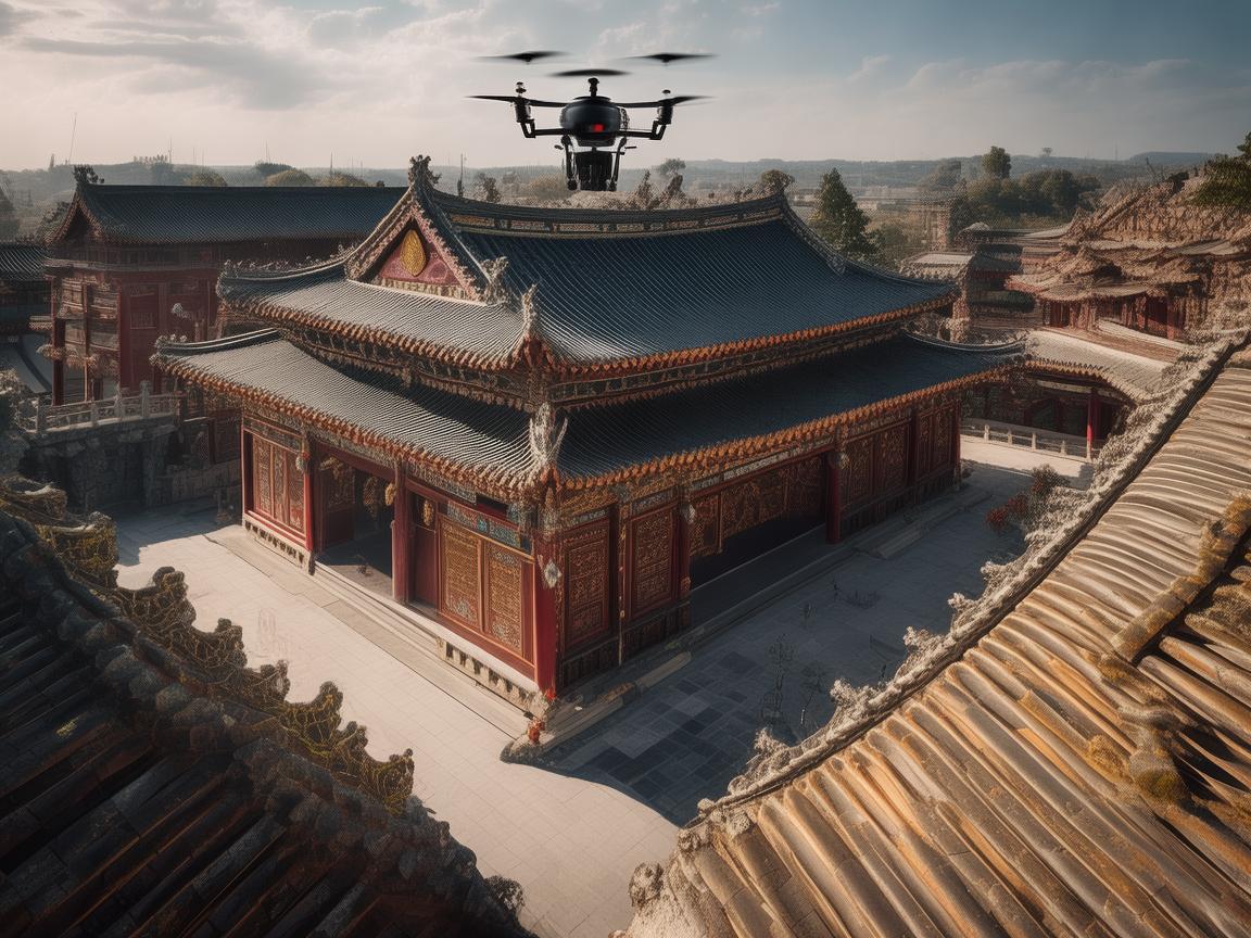 无人机助力寺庙大雄宝殿全景记录与监测