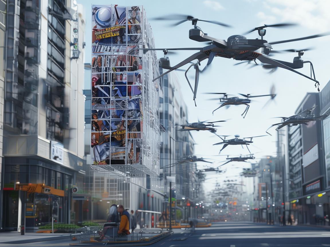 无人机助力商业街广告牌装配新变革
